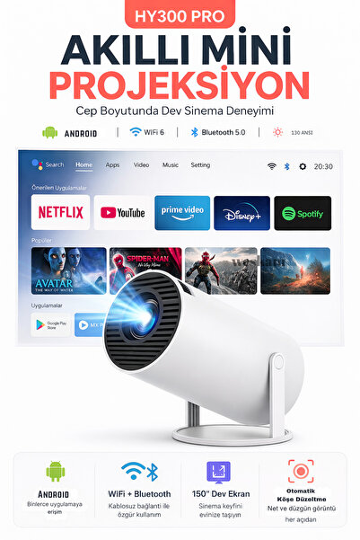 Weskam Android Taşınabilir Projeksiyon Dahili Hoparlör ve Wifi Akıllı Sinema ...