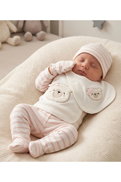 BABY ZUHU طقم هدايا للأطفال حديثي الولادة مكون من 5 قطع مطرزة على شكل دب من H...