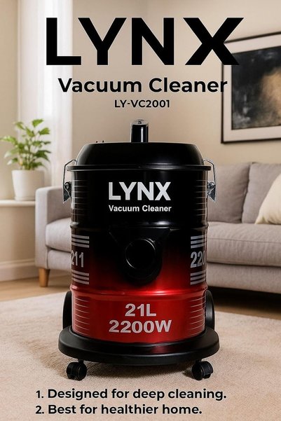 Generic مكنسة كهربائية لينكس 2200 واط، حوض معدني سعة 21 لتر، فلتر متعدد، منفاخ هواء LY-VC2001