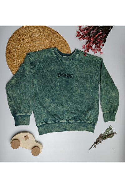 moda rüyası Boy's Green Design Dark Sweatshirt