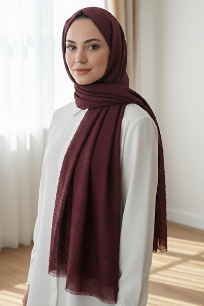 Ahuse PIT PIT DESENLİ PAMUKLU SOFT KOYU BORDO ŞAL