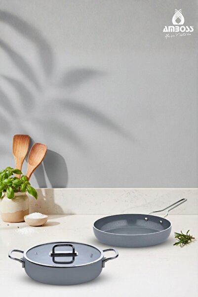 Amboss Sera Nova Ceramic 3 Piece Pot & Pan Set - Gray