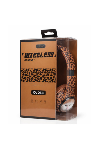 KZN TECH Premium Leopar Tasarım Katlanabilir Kablosuz Bluetooth Mikrofonlu Ku...