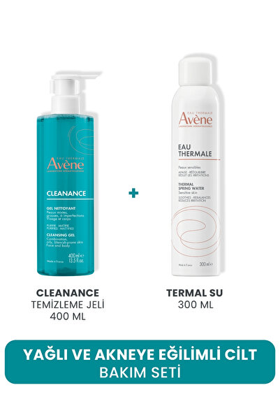 Avene Yağlı Ve Akneye Eğilimli Cilt Bakım Seti (Temizleme Jeli 400 ML + Terma...