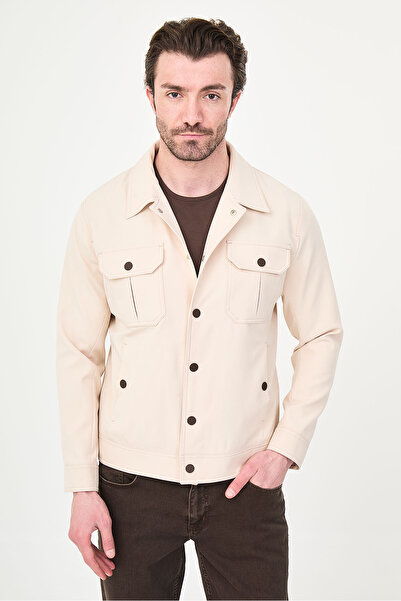 Mcr Ανδρικό παλτό με ίσια εφαρμοστή γραμμή και κουμπωτό γιακά - 39669.26Y