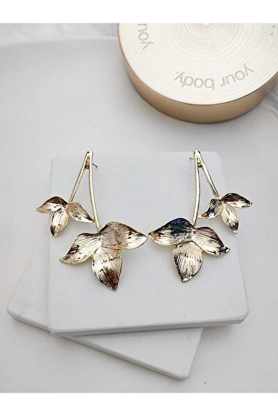 KYOLA DESİGN Double Leaf Gold Women's Earrings (cm)