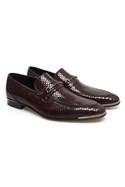 FRANCO CALVANI Burgundy Color Laceless Genuine Leather Men's Shoes
