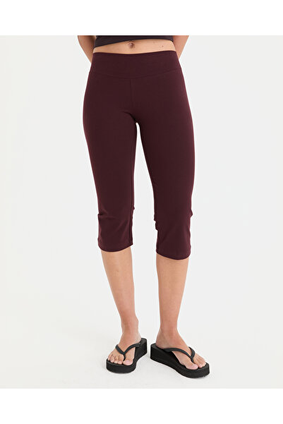 Ayma Active Καστανόμπορντο Μίνι Καπρί Κολάν από Οργανικό Βαμβάκι με Κανονική ...