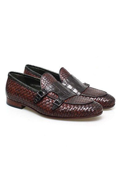 FRANCO CALVANI Brown Laceless Genuine Leather Leather Sole Completely Knitted...