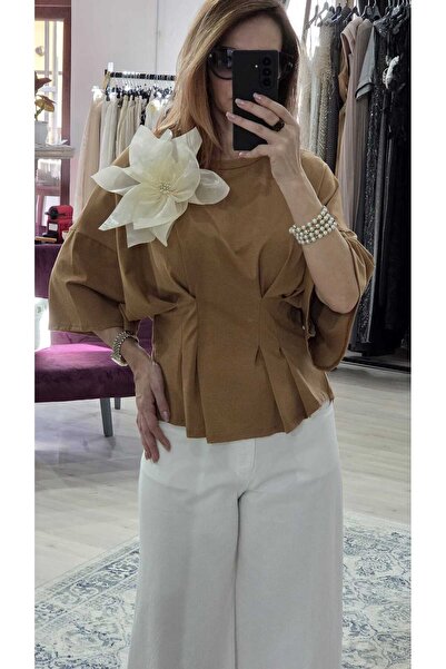 OEM Γυναικείο μπλουζάκι με καρφίτσα λουλούδι – Ενιαίο μέγεθος, 100% βαμβακερό.