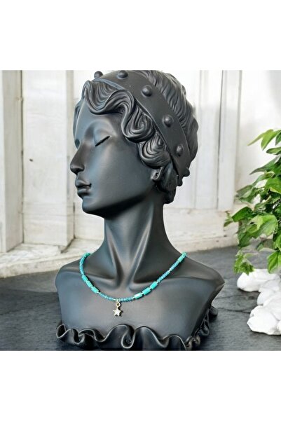 Ezera Κολιέ τσόκερ με κρύσταλλο απατίτη Κόλιν, με μενταγιόν αστέρι από ζιργκό...