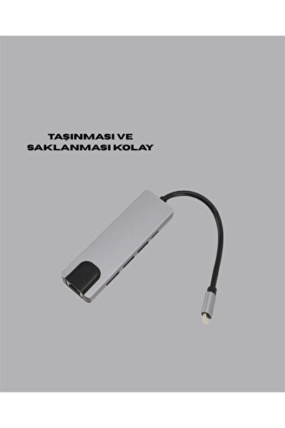 Ses Kablosu Dönüştürücüsü Type‑C Dönüştürücü – 2×USB3.0 SD/MS 4K HDMI & RJ45 ile Profesyonel
