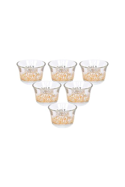 Dimlaj Murjan Glass Cawa Cup Set, 6 Pcs, Gold