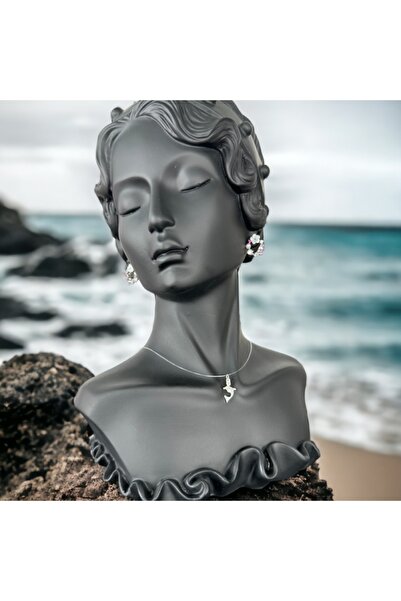 Ezera Διαφανές κολιέ με νήμα και ασημένιο μενταγιόν δελφίνι 925