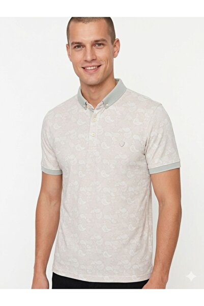 MODA GERACE Polo Yaka Slim Fit Desenli Pamuklu Polo Yaka Tişört