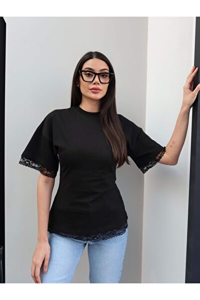ESRAHELVACI Μπλουζάκι με δαντέλα και λεπτομέρεια στη μέση