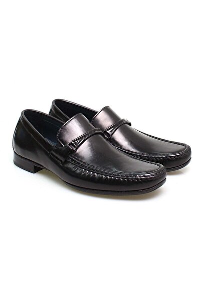 FRANCO CALVANI Black Color Laceless Genuine Leather Men's Shoes