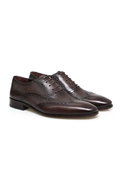 FRANCO CALVANI Brown Lace-Up Genuine Leather Sole Men's Shoes
