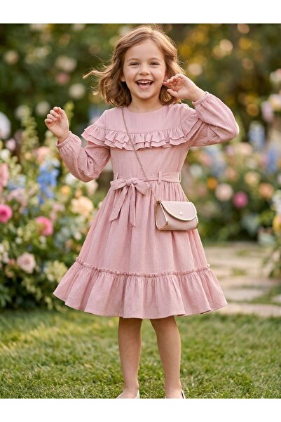 Cherrys Bebek Κοριτσίστικο φόρεμα με βολάν στον ώμο