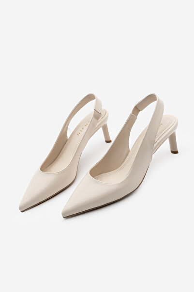 Marjin Γυναικεία παπούτσια στιλέτο με μυτερή μύτη, ανοιχτή πλάτη, χοντρό λουρ...