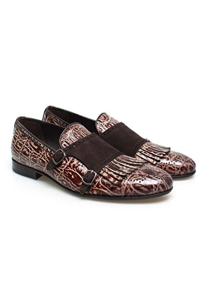 FRANCO CALVANI Brown Laceless Genuine Leather Men's Shoes