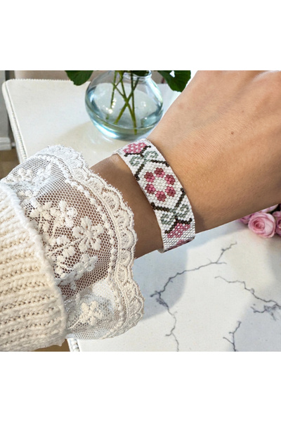 Ezera Χειροποίητο βραχιόλι με χάντρες Miyuki - Ανοιξιάτικα λουλούδια - με ασή...