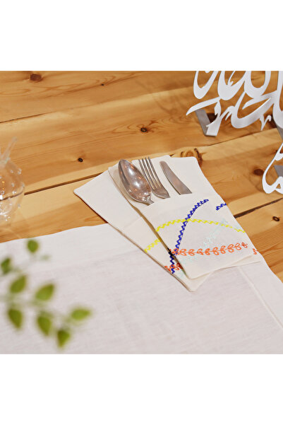 Dakakeen Concept Multicolor Wave Linen Cutlery Holder Set – 12-Piece Artistic...