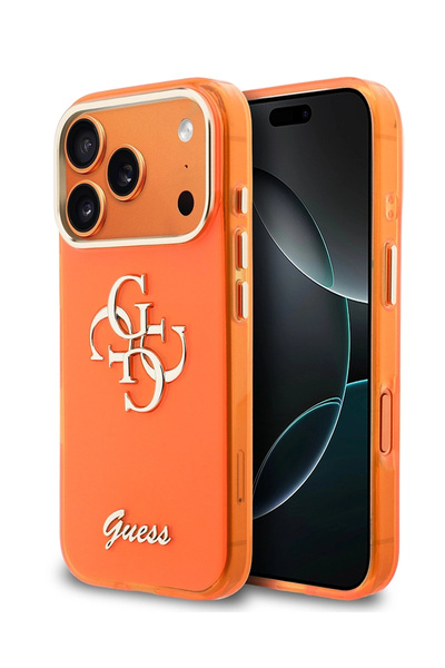 Guess iPhone 17 Pro Max Uyumlu Kılıf Lisanslı Yazı ve 4G Büyük Metal Logolu T...