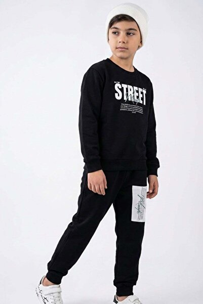 Breeze Σετ αθλητικής φόρμας για αγόρια με στάμπα κειμένου και λεπτομέρεια στο...