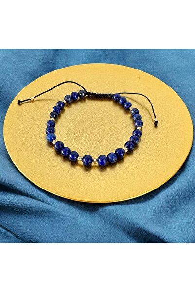 Ezera Ανδρικό βραχιόλι κορδόνι Arcas από Λάπις Λάζουλι με επιχρυσωμένα ασημέν...