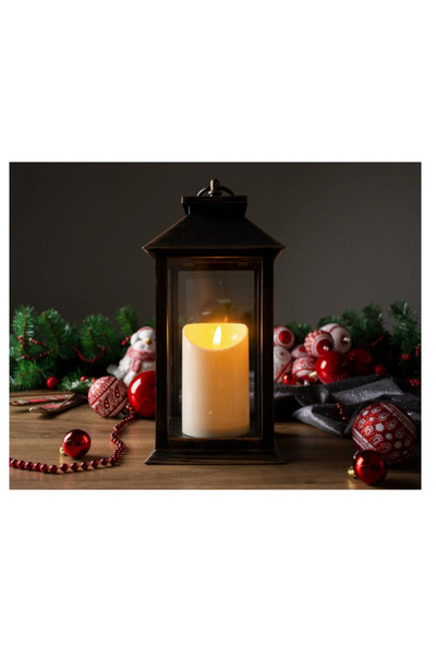 Magic Home Felinar cu lumanare led, negru, LED, 3xAAA, 11x11x40 cm, MagicHome