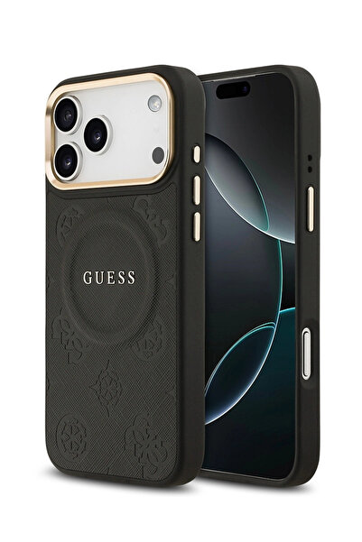 Guess iPhone 17 Pro Max Orjinal Lisanslı M-safe Kadın Siyah Telefon Kılıfı GU...