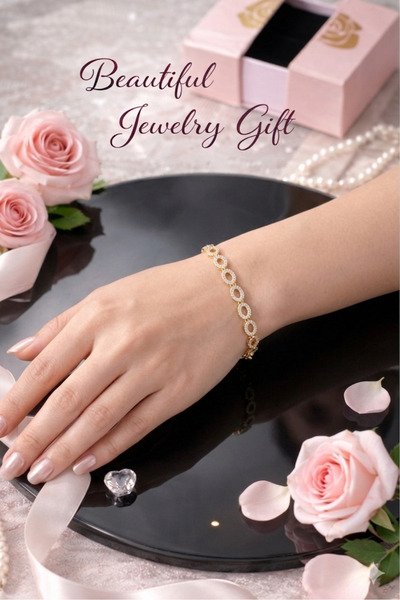 seraptakidunyasi Women's Gold Color Stone Oval Ring Design Steel Bracelet - w...