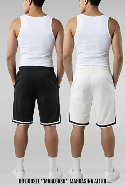 MARECASH Σετ 2 ανδρικών σορτς με ρίγες και σχισμές στο τελείωμα, με τσέπες, α...