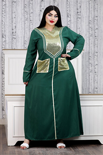AsrymShop Abaya for Reception Parties, Light Cotton Viscose, Gold Glitter Poc...
