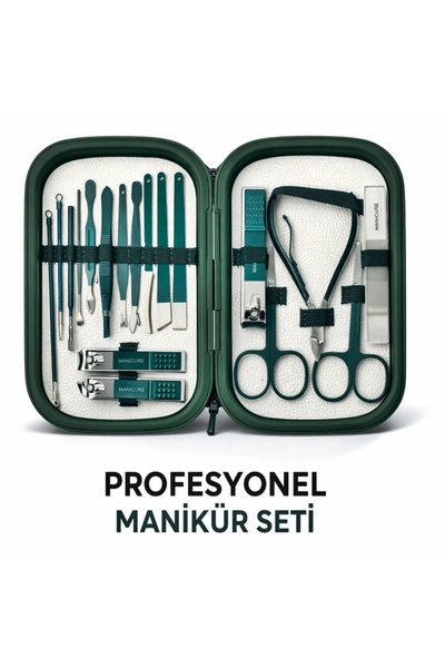 Arzu Güzel Cosmetics 18 Parça KOYU YEŞİL Mıknatıslı Özel Kutuda Cam Törpülü P...