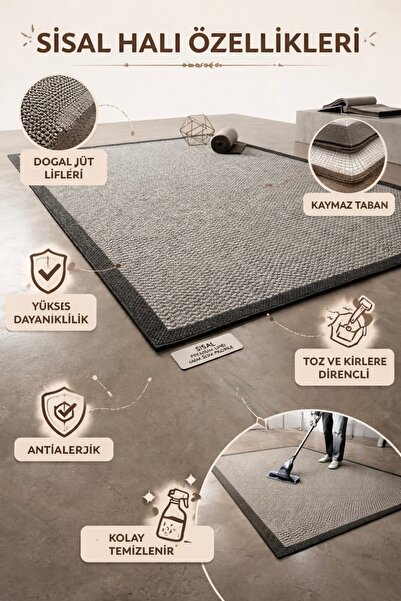 BELMANDO Modern Sisal Halı Oturma Odası Salon Odası Ve Mutfak Odası