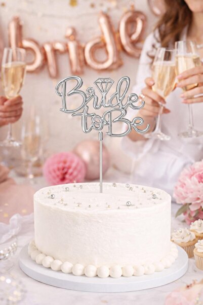 TATLI GÜNLER Gümüş Bride To Be Pasta Üstü Yazı Topper Elmas Detaylı Bekarlığa...