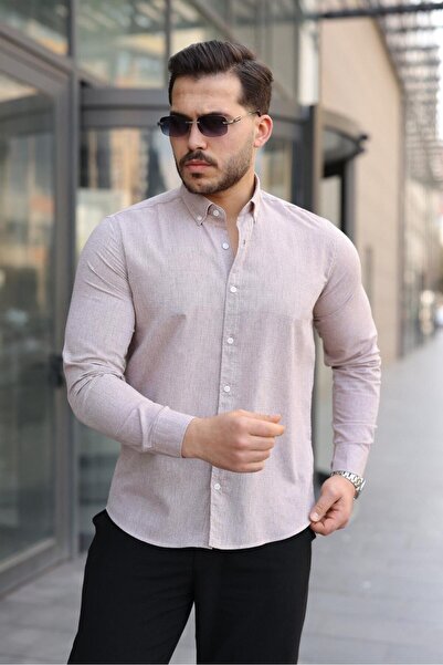 BASEL.CO Πουκάμισο Premium με όρθιο γιακά, στενή εφαρμογή και λινή όψη