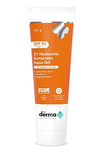 The Derma Co جل واقي من الشمس بحمض الهيالورونيك 1٪، 125 جرام