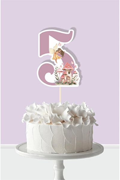 neşeli günlerim Διακόσμηση Τούρτας με Θέμα Νεράιδα Κορίτσι 5 Ετών *Χοντρό Χαρτί