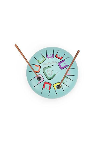 Moulin Roty Tobă metalică - Puce & Pilou, 11 note, 20 cm, 3+ ani