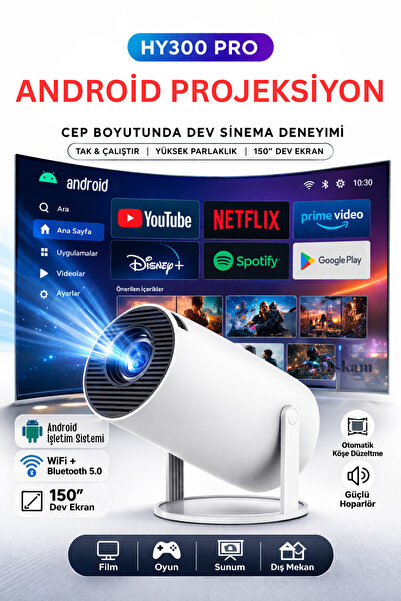 Weskam Android Taşınabilir Projeksiyon Dahili Hoparlör ve Wifi Akıllı Sinema ...