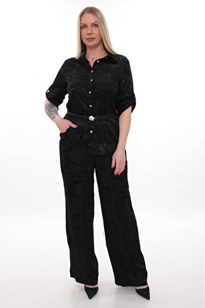 etselements Σετ με φαρδιά παντελόνια, πουκάμισο με γιακά και ζώνη ETS1040