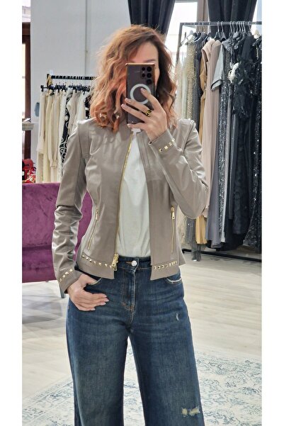 OEM Γυναικείο δερμάτινο μπουφάν 100% γκρι – Κορυφαίας ποιότητας, κομψό, σε στ...