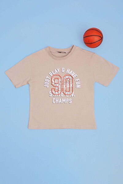 Fulla Moda Text Printed Crew Neck Boy's T-shirt