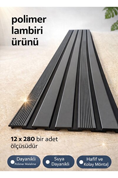 polimer LAMBİRİ ANTRASİT ÇİZGİLİ 12 x 280 EV OFİS DUVAR DEKORLARI