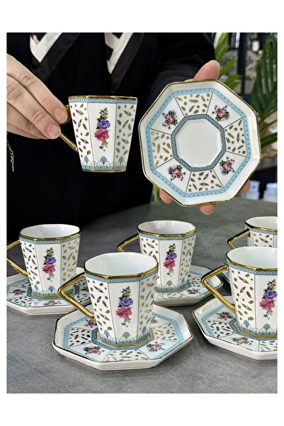 Doğudeko Luxury 6-Piece Valeria Porcelain Cup Set
