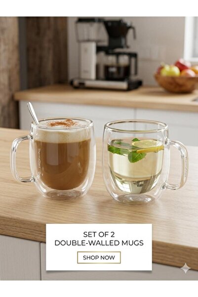 AAA Kasımoğulları Concept Double Layer Unbreakable Glass Coffee and Tea Cup S...