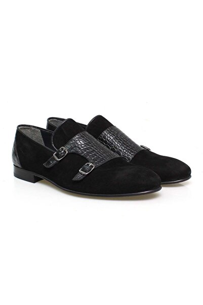 FRANCO CALVANI Black Color Laceless Genuine Leather Leather Sole Men's Shoes